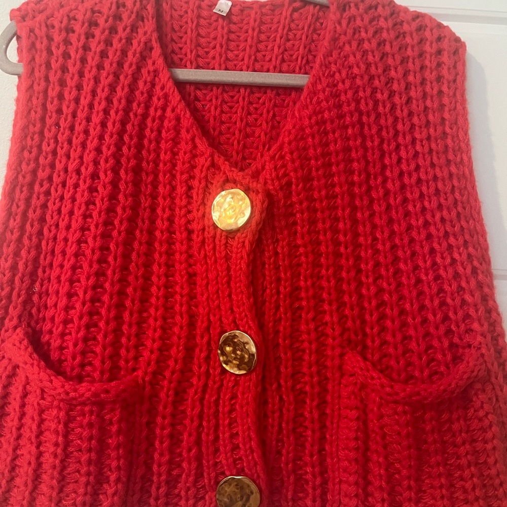 Women's Red Knit Sweater Vest